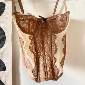 UO Out From Under Modern Love Corset - Nude/Blush Pink